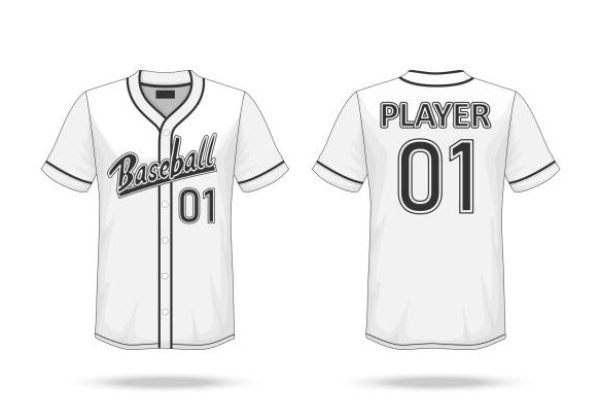 Specification Baseball T Shirt Mockup  isolated on white background , A sample design elements or text number on the shirt , blank for printing , vector illustration